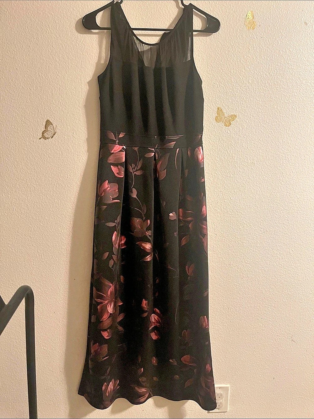 Enfocus Studio Floral Maxi Dress in Black & Pink Size 6 Like New